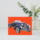 851 Auburn Boattail Speedster Auto Black Car Postkarte (Stehend Vorderseite)