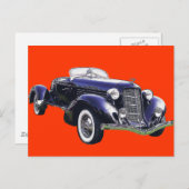 851 Auburn Boattail Speedster Auto Black Car Postkarte (Vorne/Hinten)