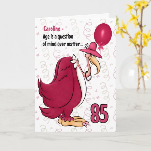 85. Funny Birthday Pink Buzzard mit Namen Karte (Gelbe Blume)