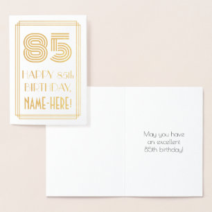 85. Geburtstag - Art Deco Inspiriert Look "85" & N Folienkarte