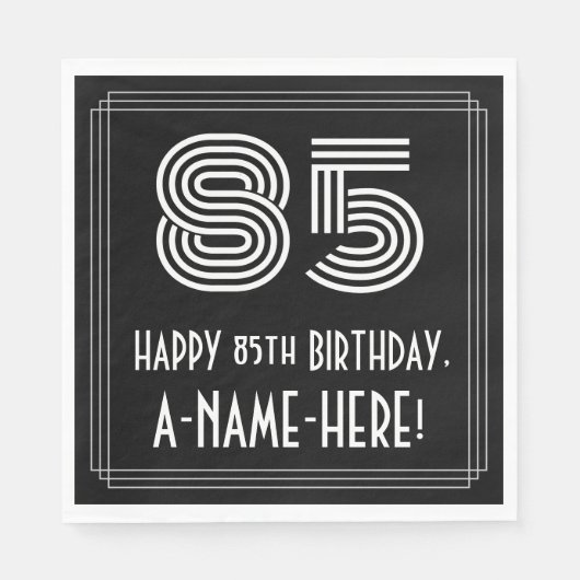 85. Geburtstag: Art Deco Inspiriert Look "85" + Na Serviette (Vorderseite)