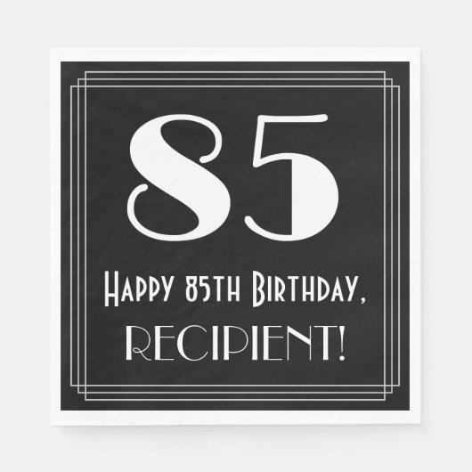 85. Geburtstag ~ Art Deco Inspiriert Look "85", Na Serviette (Vorderseite)