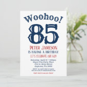 85. Geburtstag Einladung Mens Navy Blue (Stehend Vorderseite)