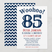 85. Geburtstag Einladung Mens Navy Blue (Vorne/Hinten)