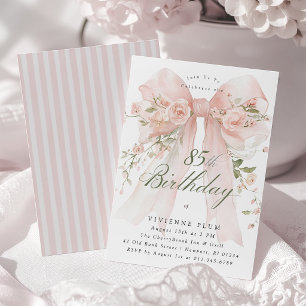 85. Geburtstag Elegante Aquarell-Rosa-Blumen Einladung