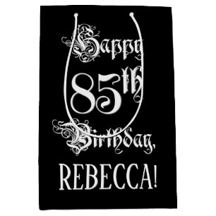 85. Geburtstag: Extravagant, Elegantes Skript + In Mittlere Geschenktüte