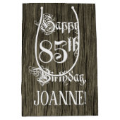 85. Geburtstag: Extravagant, Imitate Holzaussehen Mittlere Geschenktüte (Vorderseite)