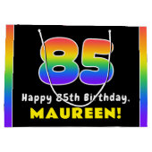 85. Geburtstag: Farbiger Regenbogen # 85, Individu Große Geschenktüte (Rückseite)