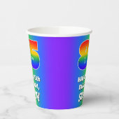 85. Geburtstag: Farbiges, lustiges Regenbogenmuste Pappbecher (Links)
