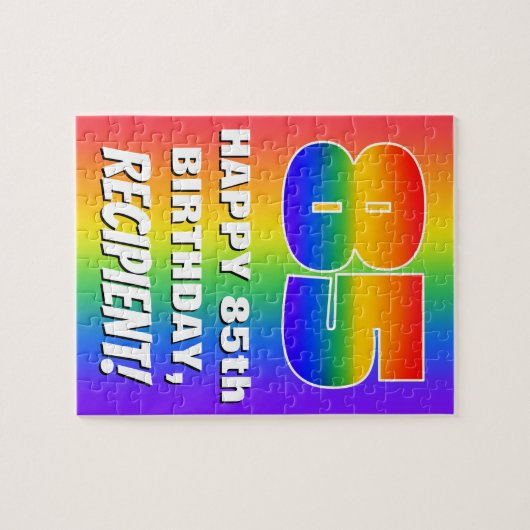 85. Geburtstag: Farbiges, lustiges Regenbogenmuste Puzzle (Horizontal)