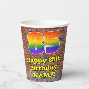 85. Geburtstag: Fun Graffiti-Inspiriert Regenbogen Pappbecher