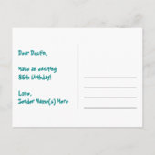 85. Geburtstag: Fun Hearts Pattern, Regenbogen 85 Postkarte (Rückseite)