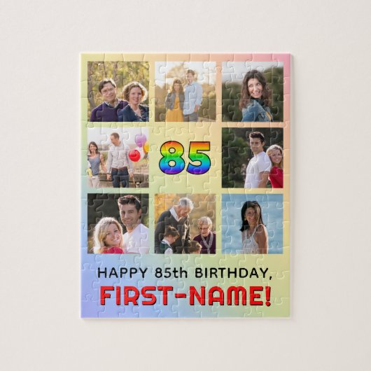 85. Geburtstag: Fun Rainbow #, Individuelle Name & Puzzle (Vertikal)