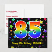 85. Geburtstag: Fun Stars Muster, Regenbogen 85, N Postkarte (Vorne/Hinten)