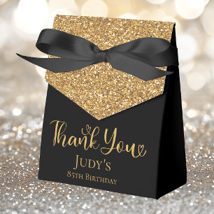 85. Geburtstag Gold Glitter Schwarz Danke Geschenkschachtel