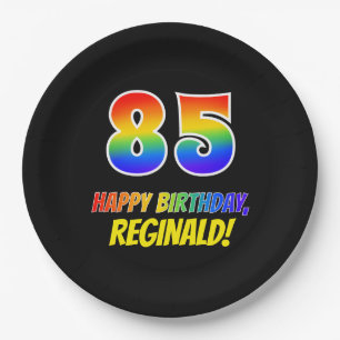85. Geburtstag: kühl, Spaß, einfach, Regenbogen  Pappteller