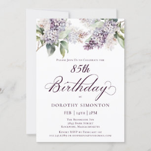 85. Geburtstag Lila Spring Lilac Blume Einladung