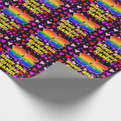 85. Geburtstag: Loving Hearts Pattern, Regenbogen Geschenkpapier (Ecke)