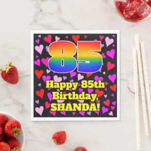85. Geburtstag: Loving Hearts Pattern, Regenbogen Serviette