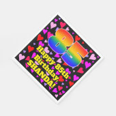 85. Geburtstag: Loving Hearts Pattern, Regenbogen  Serviette (Ecke)