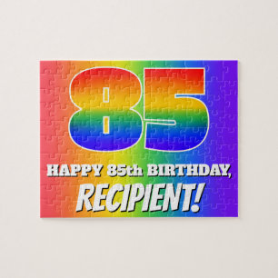 85. Geburtstag — mehrfarbiges Regenbogenmuster "85 Puzzle
