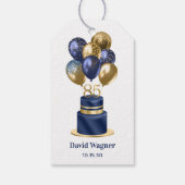 85. Geburtstag Navy Blue Cake Geschenkanhänger (Rückseite)