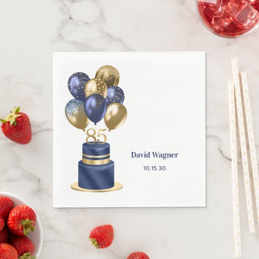 85. Geburtstag Navy Blue Cake Serviette (Beispiel)