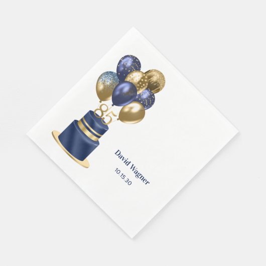 85. Geburtstag Navy Blue Cake Serviette (Ecke)