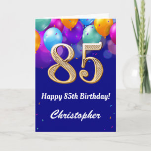 85. Geburtstag Navy Blue und Gold farbige Ballons Karte