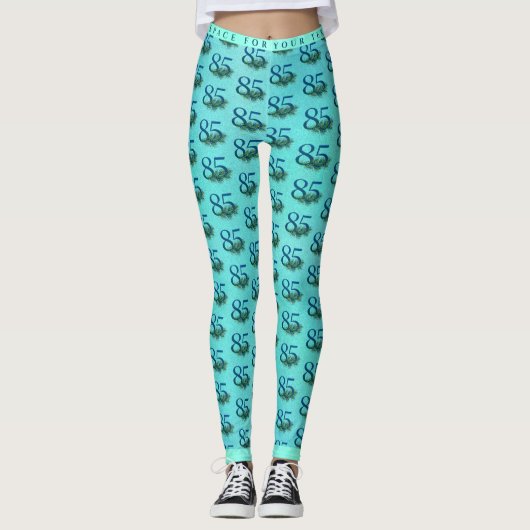 85. Geburtstag oder Jubiläum Pfauenfedern Leggings (Vorderseite)
