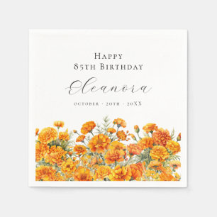 85. Geburtstag Oktober Geburtsmonatsblume Tagetes Serviette