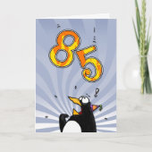 85. Geburtstag - Pinguin-Überraschungs-Karte Karte (Vorderseite)
