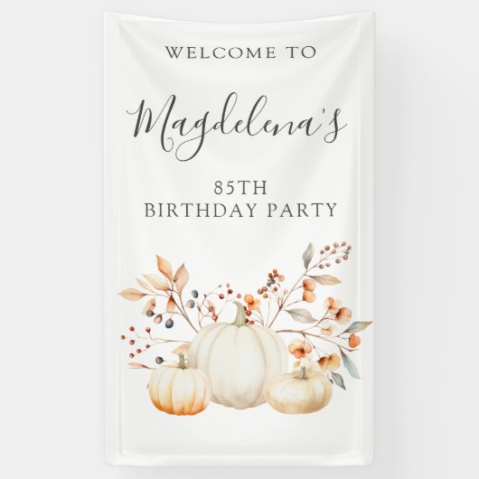 85. Geburtstag Pumpkin Herbstlaub Vertikal Outdoor Banner (Vertikal)