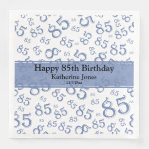 85. Geburtstag Random Number Pattern Blau/Weiß Serviette