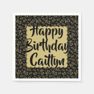 85. Geburtstag Random Number Pattern Gold/Schwarz Serviette