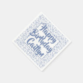 85. Geburtstag Random Number Pattern Scallop Blau Serviette (Ecke)