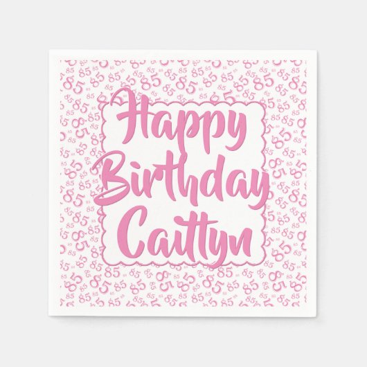 85. Geburtstag Random Number Pattern Scallop Pink Serviette (Vorderseite)