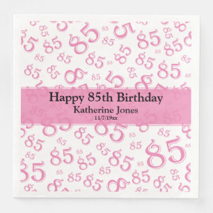 85. Geburtstag Random Zahlenmuster Pink/Weiß Serviette