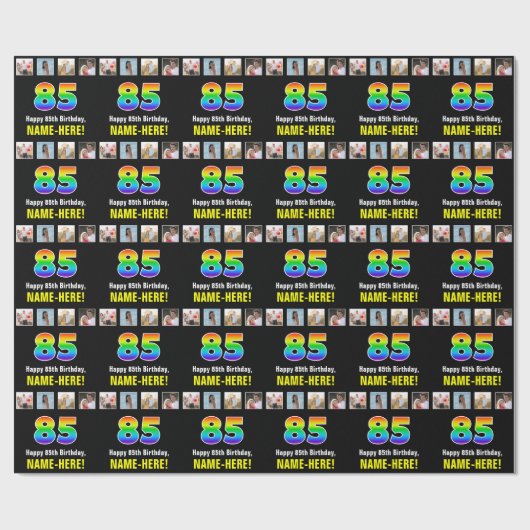 85. Geburtstag: Regenbogen "85"; benutzerdefiniert Geschenkpapier (Flach)