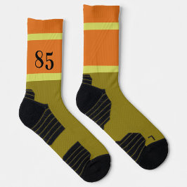 85 Geburtstag Retro Farbblock Grün und Orange Socken