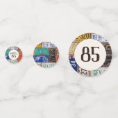 85. Geburtstag Retro License Teller Konfetti (Vorderseiten)