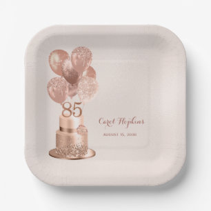 85. Geburtstag Rose Gold Kuchen Papier Teller