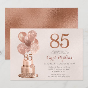 85. Geburtstag Roségold-Torte Einladung