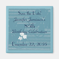 85. Geburtstag Save the Date Blue Floral Magnet