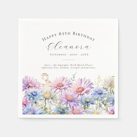 85. Geburtstag September Geburtstagsblume individu Serviette (Vorderseite)