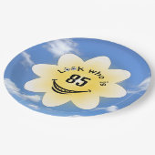 85. Geburtstag Sommer Sonnenschein und Wolken Pappteller (Schrägansicht)