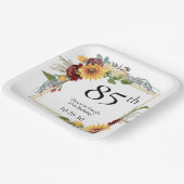 85. Geburtstag Sonnenblumen Pappteller (Gewinkelt)