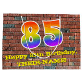 85. Geburtstag: Spaß, Graffiti-Inspiriert Regenbog Große Geschenktüte (Rückseite)