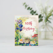 85. Geburtstag Vintage Wasserlilien und Iris-Blume Einladung (Stehend Vorderseite)