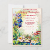 85. Geburtstag Vintage Wasserlilien und Iris-Blume Einladung (Rückseite)